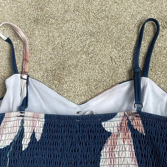 Angashion Floral Fit and Flare Navy Blue Pink Button Down Dress Size S - Picture 8 of 10